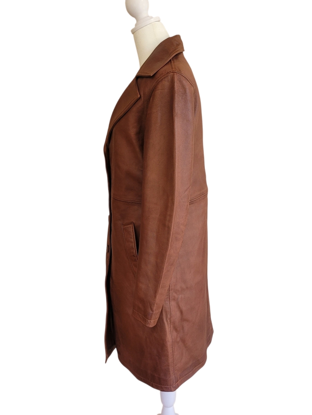 *NWT* Genuine Lambskin Leather Trench Coat Women Car Coat Soft Leather Size S - Picture 9 of 14